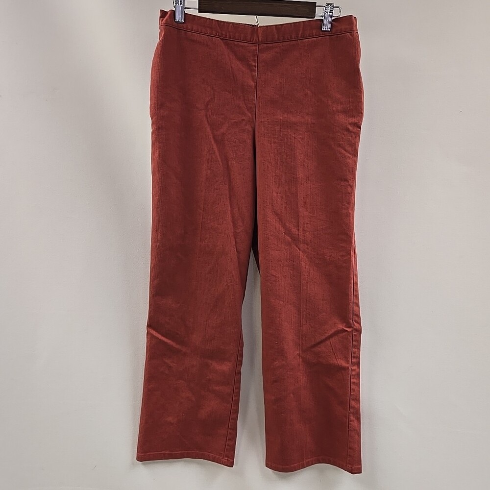 ALFRED DUNNER Women's Red Pull-on Dress Pants SZ 12 Elastic at Waist Stretch